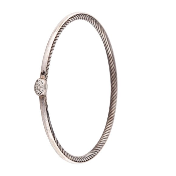 DAVID YURMAN DIAMOND STERLING SILVER 925 CONFETTI BANGLE BRACELET - Picture 2 of 6